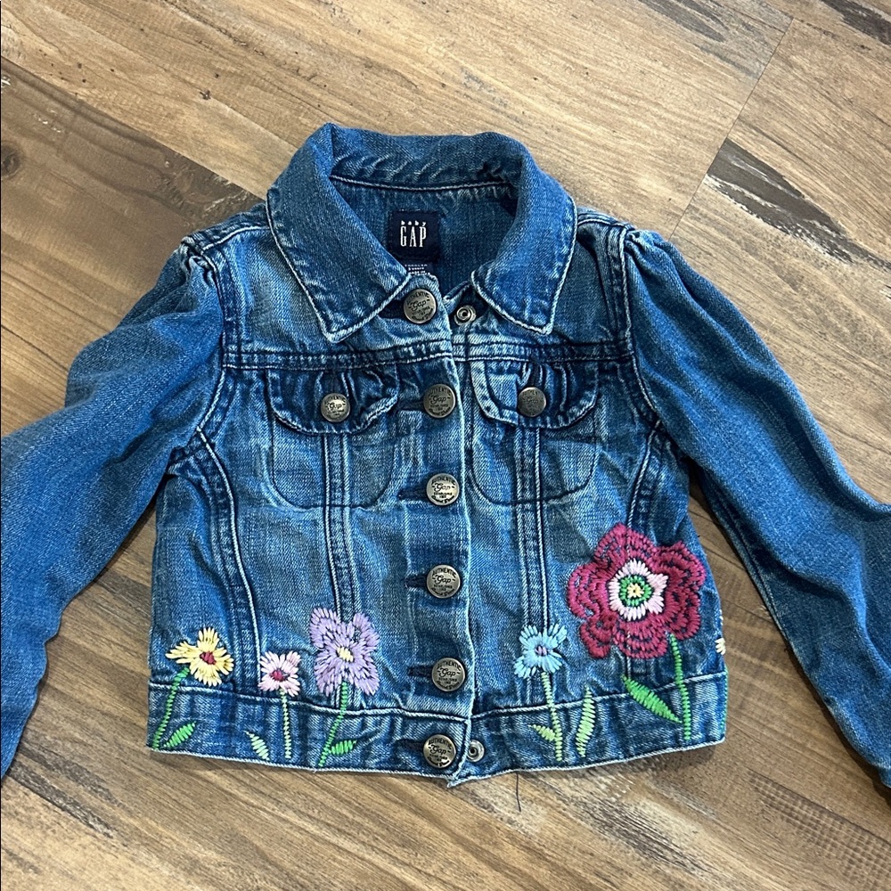 GAP Kids Denim Jacket with Colorful Floral Design